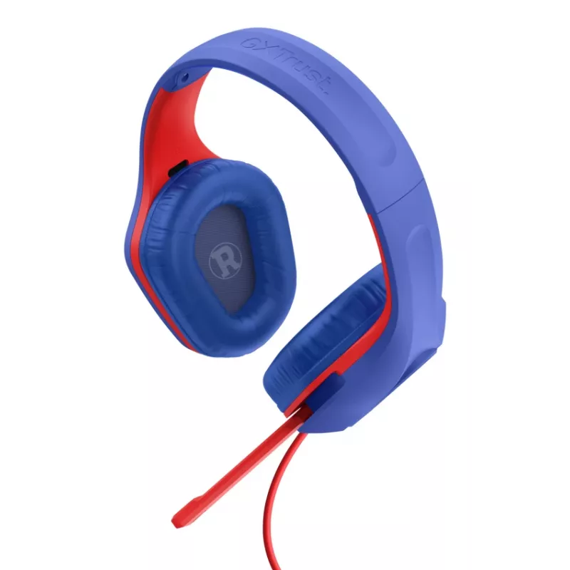 Trust GXT 415SM Zirox austiņas ar vadu, galvas lentes tips, spēlēm, zilas, sarkanas