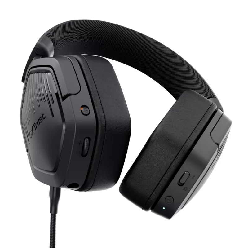 Austiņas TRUST GXT 493PS Carus — vadu un bezvadu (Bluetooth), apkārtauss, galvas stiprinājums, 20–20000 Hz, 1,2 m, melnas