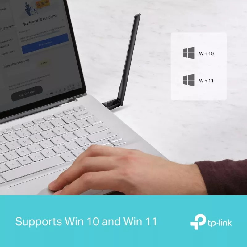 Bezvadu USB Wi‑Fi adapteris TP‑LINK Archer TX35U PLUS — Wi‑Fi 6 divjoslu 1201 Mbit/s, USB barošana, melns