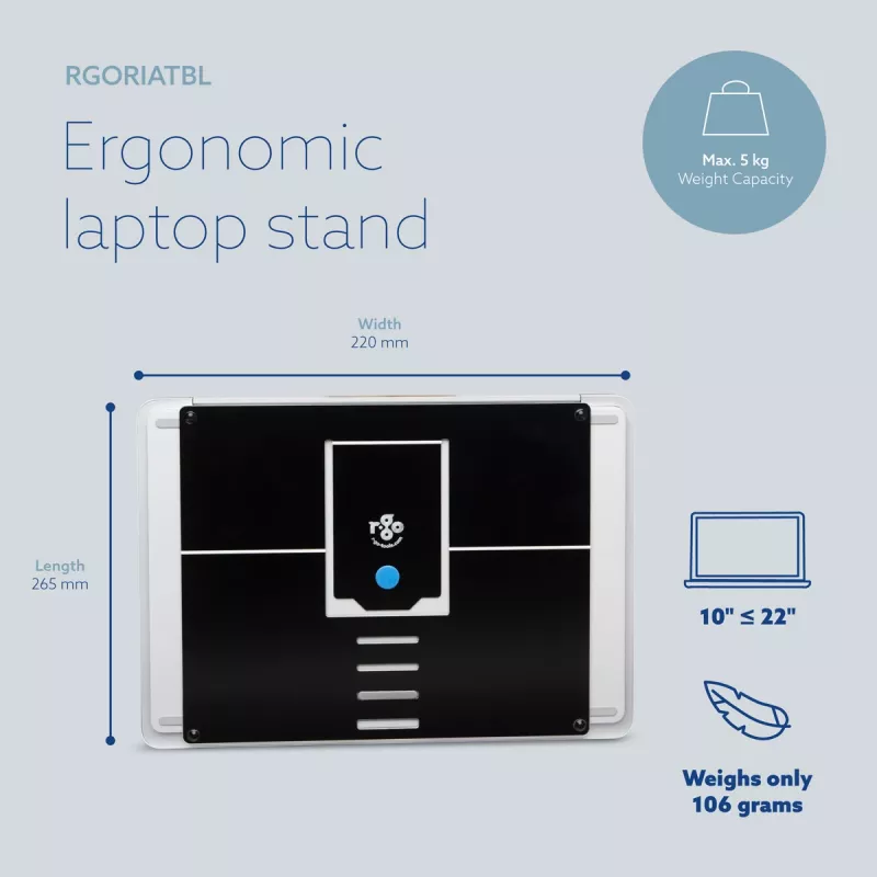 R-Go Tools Klēpjdatora statīvs R-Go Riser Attachable, regulējams, integrēts klēpjdatorā, alumīnija, melns