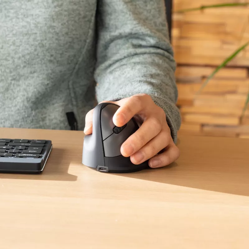 R-Go Tools Ergonomic pele R-Go HE Break ar pārtraukumu programmatūru, vidēja (rokas izmērs 165-185 mm), kreisās rokas, Bluetooth, melna