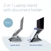 R-Go Tools klēpjdatora statīvs R-Go Riser Document, ergonomisks, salokāms un regulējams statīvs ar dokumentu turētāju, melns