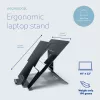 R-Go Tools klēpjdatora statīvs R-Go Riser Document, ergonomisks, salokāms un regulējams statīvs ar dokumentu turētāju, melns
