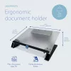 R-Go Tools dokumentu turētājs R-Go Read2Write, piemērots lasīšanai un rakstīšanai, ergonomisks, ar mīkstu putu plaukstas balstu, matēts akrils
