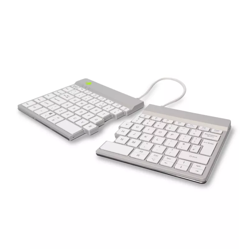 R-Go Tools ergonomiskā tastatūra R-Go Split Break ar paužu programmatūru, ergonomiska dalītā tastatūra, QWERTY (UK), Bluetooth, balta