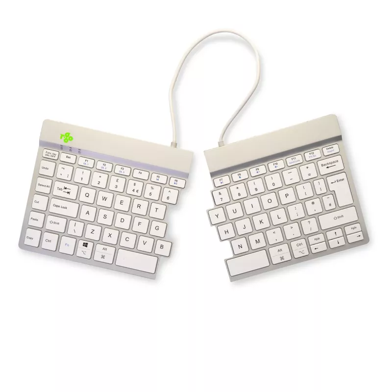 R-Go Tools ergonomiskā tastatūra R-Go Split Break ar paužu programmatūru, ergonomiska dalītā tastatūra, QWERTY (UK), Bluetooth, balta