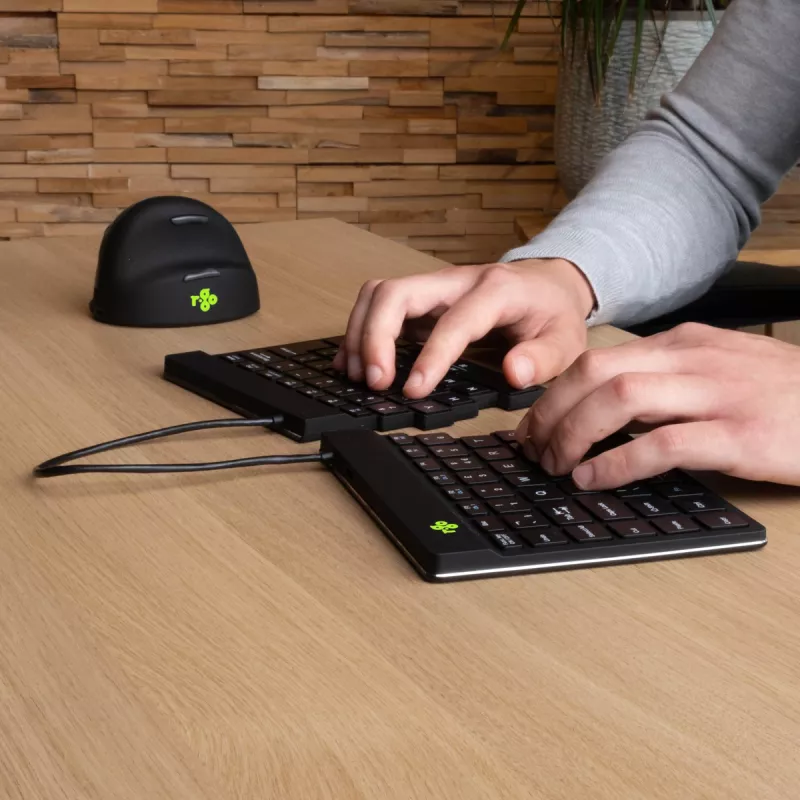 R-Go Tools ergonomiskā tastatūra R-Go Split Break ar pārtraukumu programmatūru, ergonomiska sadalīta tastatūra, QWERTY (UK), Bluetooth, melna
