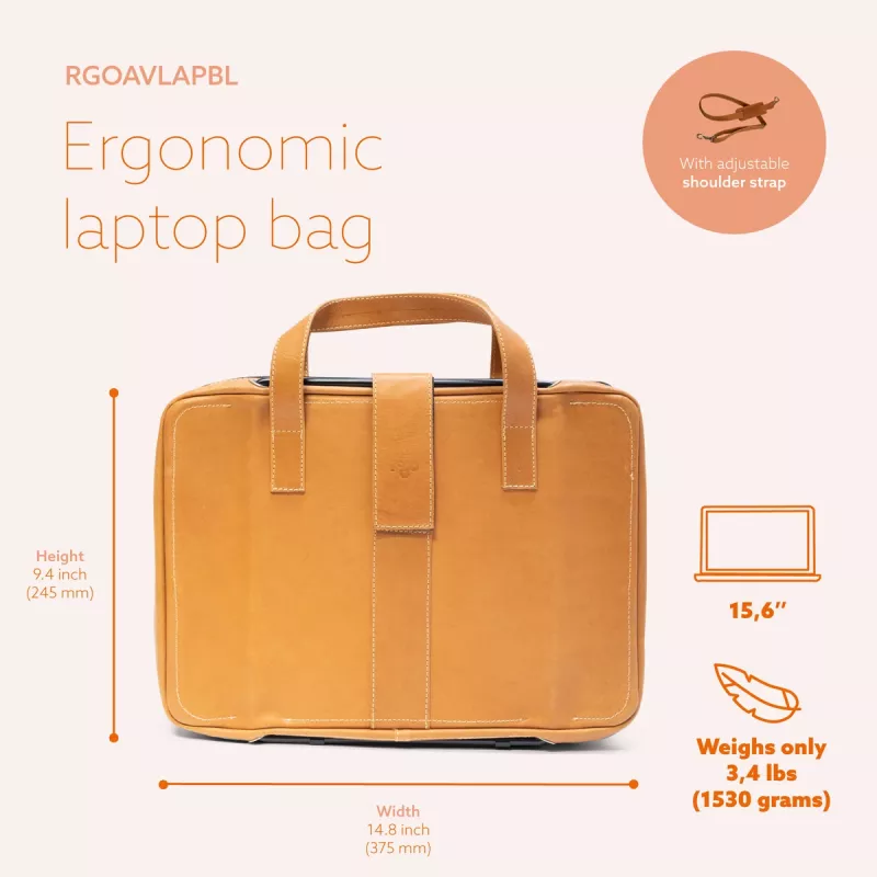 R-Go Tools Portatīvā datora soma R-Go Viva, pilngraudaina āda, ar integrētu klēpjdatora statīvu, plecu siksnu, 15,6 collas, brūna