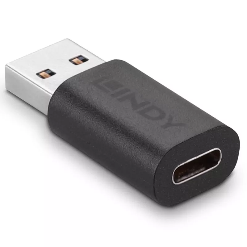 Lindy USB 3.2 Type A uz C adapteris, USB 3.2 Type A, USB 3.2 Type C, melns