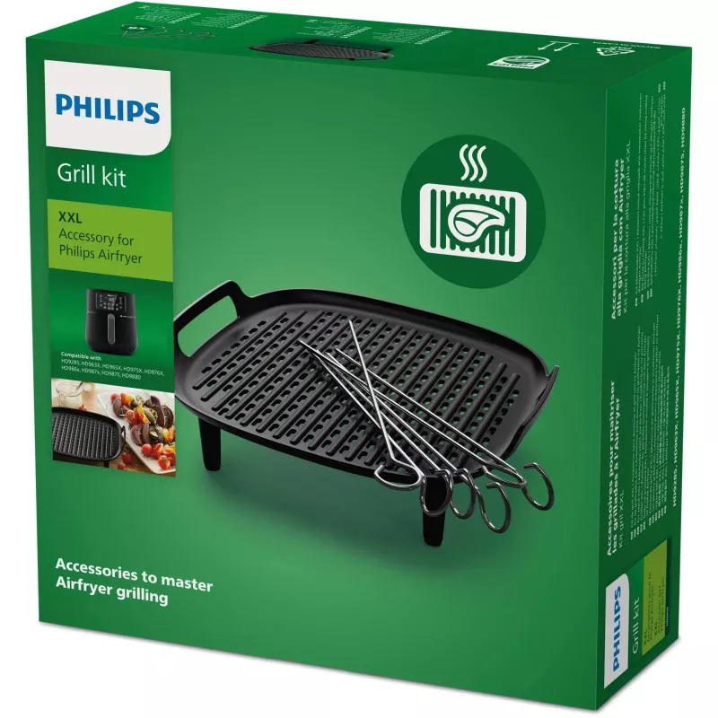 Philips Airfryer piederums HD9959/00 Grila komplekts XXL, Grila apakšdaļa un iesmi, Philips, HD9285, HD963X, HD965X, HD975X, HD976X, HD986X, HD987X, Alumīnijs, Metāls, 213 mm