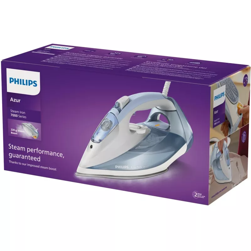 Philips 7000 sērijas tvaika gludeklis DST7011/20 — 2600 W, 0,3 L tvertne, SteamGlide Plus zole, vertikālā tvaicēšana