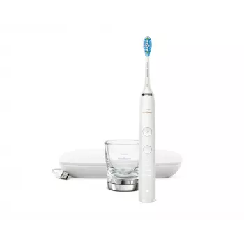 Sonic elektriskā zobu birste Philips DiamondClean 9000 HX9911 — vibrējoša zobu birste, ar litija jonu akumulatoru, 3 režīmi, balta
