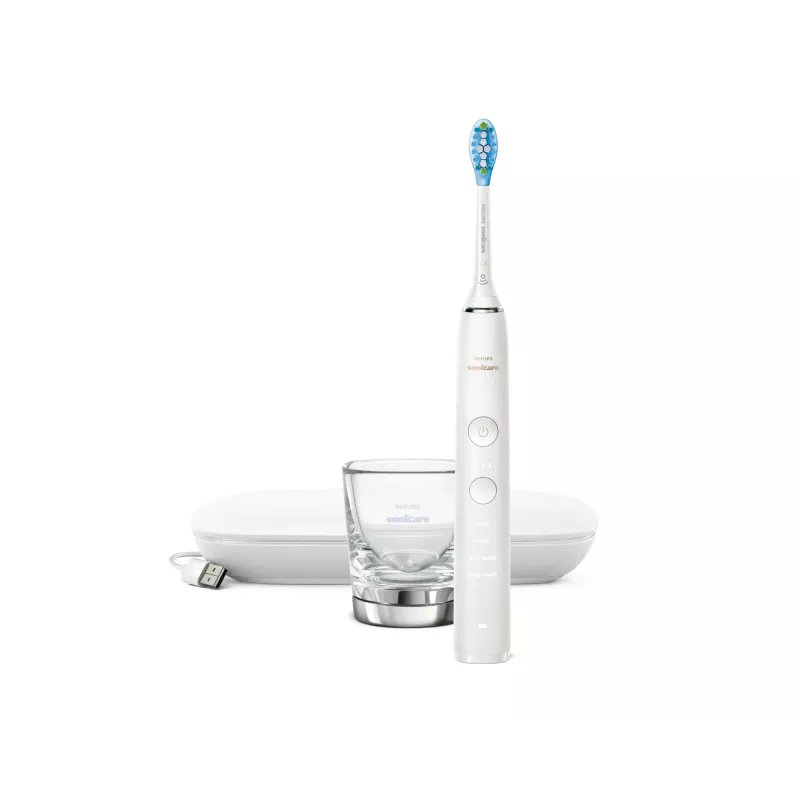 Sonic elektriskā zobu birste Philips DiamondClean 9000 HX9911 — vibrējoša zobu birste, ar litija jonu akumulatoru, 3 režīmi, balta