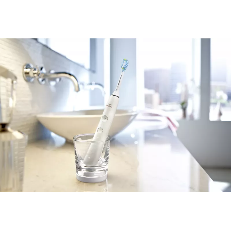 Sonic elektriskā zobu birste Philips DiamondClean 9000 HX9911 — vibrējoša zobu birste, ar litija jonu akumulatoru, 3 režīmi, balta