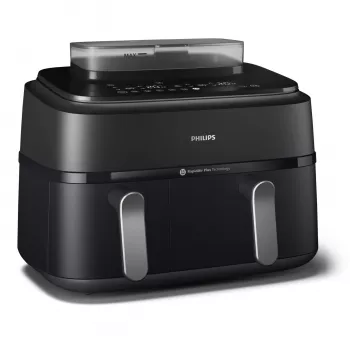 Karstā gaisa fritieris Philips 5000 sērija NA551/00 — 9 L ietilpība, 2300 W, skārienvadība, LED displejs, melns/sudrabains