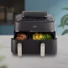 Karstā gaisa fritieris Philips 5000 sērija NA551/00 — 9 L ietilpība, 2300 W, skārienvadība, LED displejs, melns/sudrabains