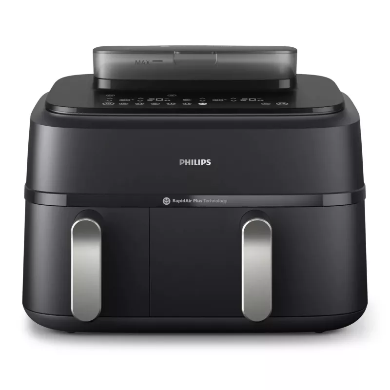 Karstā gaisa fritieris Philips 5000 sērija NA551/00 — 9 L ietilpība, 2300 W, skārienvadība, LED displejs, melns/sudrabains