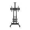 ONKRON TS1881-B mobilais televizora statīvs ar riteņiem un plauktiem 50–86" televizoriem, līdz 90 kg, VESA 200×200–800×500, regulējams augstums, melns