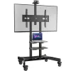 ONKRON TS1881-B mobilais televizora statīvs ar riteņiem un plauktiem 50–86" televizoriem, līdz 90 kg, VESA 200×200–800×500, regulējams augstums, melns