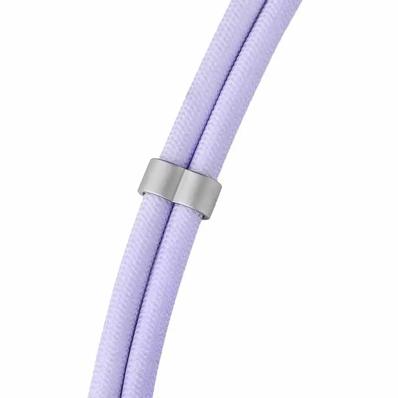 Intenso USB-C uzlādes štrope telefona kaklarotas kabelis 60 W ātrā uzlāde regulējams garums 1,65 m neilons violeta