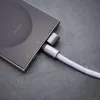 Intenso USB-C uzlādes štrope telefona kaklarotas kabelis 60 W ātrā uzlāde regulējams garums 1,65 m neilons violeta
