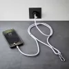 Intenso USB-C uzlādes štrope telefona kaklarotas kabelis 60 W ātrā uzlāde regulējams garums 1,65 m neilons violeta