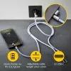 Intenso USB-C uzlādes štrope telefona kaklarotas kabelis 60 W ātrā uzlāde regulējams garums 1,65 m neilons violeta