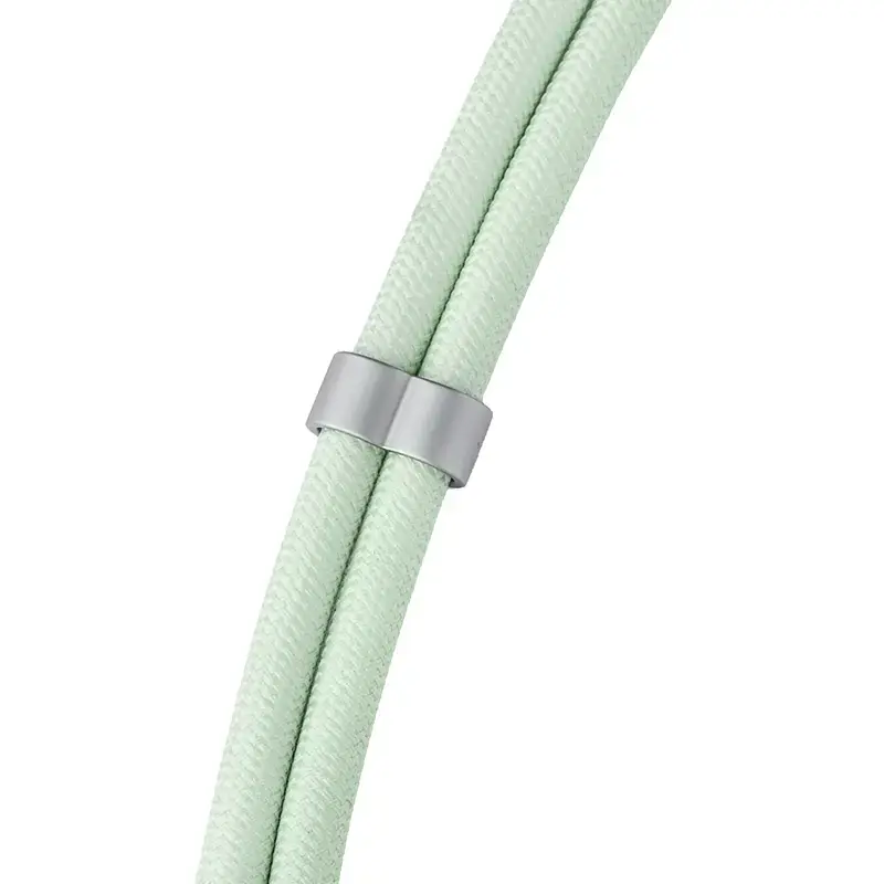 Intenso USB-C uzlādes štrope tālruņa kakla siksnas kabelis 60 W ātrā uzlāde regulējams garums 1,65 m neilons zaļš