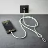 Intenso USB-C uzlādes štrope tālruņa kakla siksnas kabelis 60 W ātrā uzlāde regulējams garums 1,65 m neilons zaļš