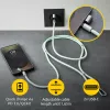 Intenso USB-C uzlādes štrope tālruņa kakla siksnas kabelis 60 W ātrā uzlāde regulējams garums 1,65 m neilons zaļš