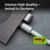 Intenso USB-C uzlādes štrope tālruņa kakla siksnas kabelis 60 W ātrā uzlāde regulējams garums 1,65 m neilons zaļš