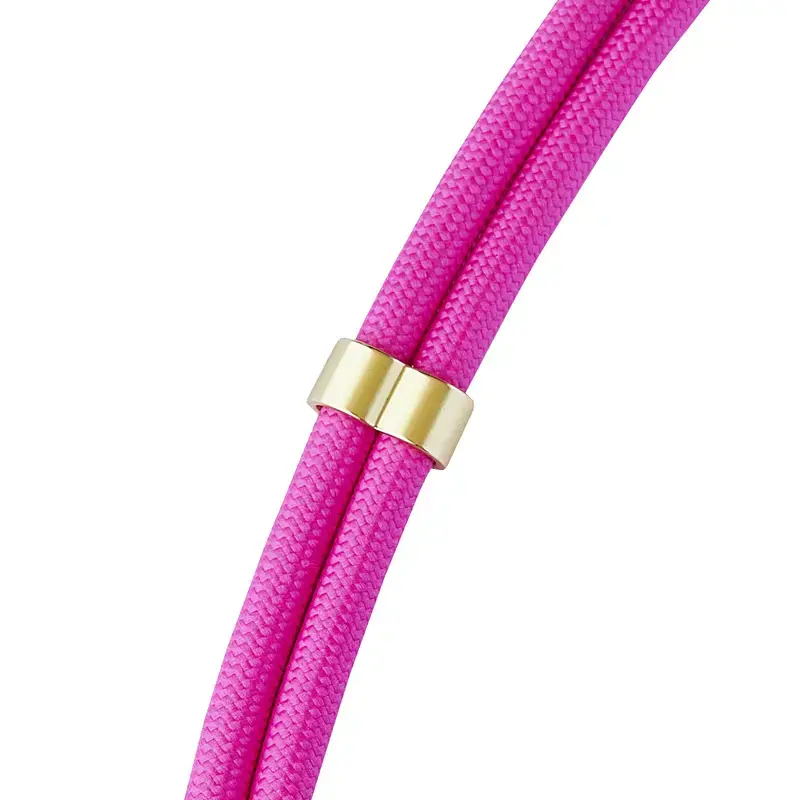 Intenso USB-C uzlādes štrope tālruņa kakla siksna kabelis 60W ātra uzlāde regulējams garums 1.65m neilons neona rozā
