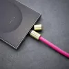 Intenso USB-C uzlādes štrope tālruņa kakla siksna kabelis 60W ātra uzlāde regulējams garums 1.65m neilons neona rozā