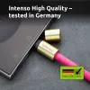 Intenso USB-C uzlādes štrope tālruņa kakla siksna kabelis 60W ātra uzlāde regulējams garums 1.65m neilons neona rozā