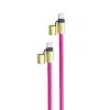 Intenso USB-C uzlādes štrope tālruņa kakla siksna kabelis 60W ātra uzlāde regulējams garums 1.65m neilons neona rozā