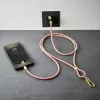 Intenso USB-C uzlādes auklas telefona kaklarotas kabelis 60W ātrā uzlāde regulējams garums 1,65m neilons daudzkrāsains