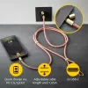 Intenso USB-C uzlādes auklas telefona kaklarotas kabelis 60W ātrā uzlāde regulējams garums 1,65m neilons daudzkrāsains