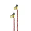 Intenso USB-C uzlādes auklas telefona kaklarotas kabelis 60W ātrā uzlāde regulējams garums 1,65m neilons daudzkrāsains