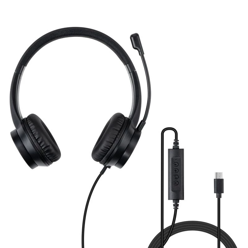 Headset Lindy USB-C Office Headset Vadu 20-20000 Hz 1.95m Melns