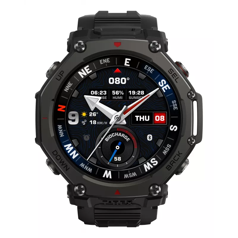 Amazfit T-Rex 3 Pro 3.81 cm (1.5 collas) AMOLED 48 mm digitāls 480 x 480 pikseļi skārienjūtīgs melns Wi-Fi GPS (satelīta)