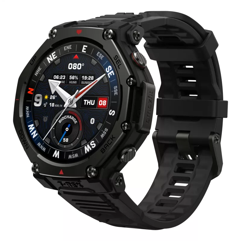 Amazfit T-Rex 3 Pro 3.81 cm (1.5 collas) AMOLED 48 mm digitāls 480 x 480 pikseļi skārienjūtīgs melns Wi-Fi GPS (satelīta)
