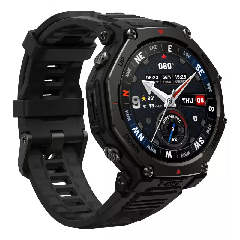 Amazfit T-Rex 3 Pro 3.81 cm (1.5 collas) AMOLED 48 mm digitāls 480 x 480 pikseļi skārienjūtīgs melns Wi-Fi GPS (satelīta)