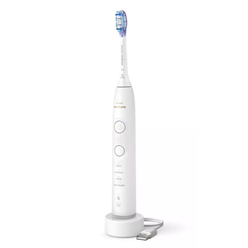 Sonic zobu birste Philips Series 7100 HX7420/01 — 62 000 kustību/min, 4 režīmi, spiediena sensors, Bluetooth, atkārtoti uzlādējama (balta)