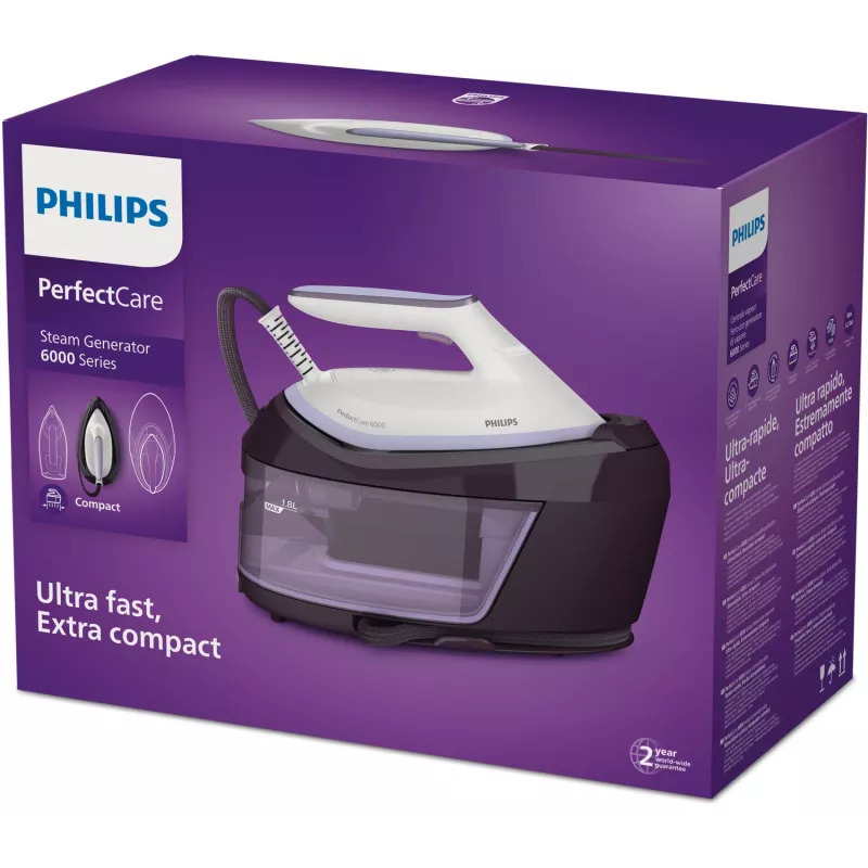 Tvaika gludināšanas stacija Philips PSG6024/30 — 2400 W, 500 g/min tvaika pastiprinājums, 1,8 L tvertne, SteamGlide Plus zole