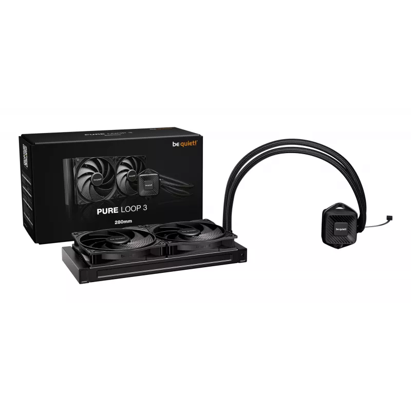 Universāls šķidruma dzesētājs be quiet! PURE LOOP 3 — 140 mm ventilators, melns, atbalsta LGA 1150/1151/1155/1200/1700 un AM4/AM5