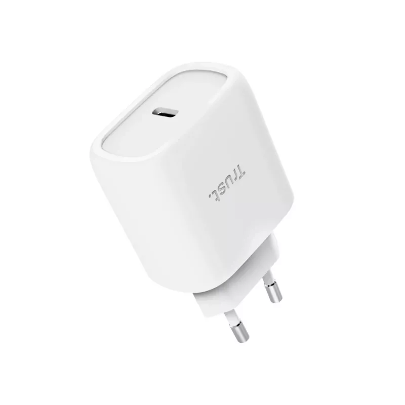 TRUST Maxo 45W USB-C GaN lādētājs, 45 W, USB-C izeja, 20 V maks., 2 m kabelis, balts
