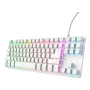 Mehāniska spēļu tastatūra bez ciparu daļas TRUST GXT 833W Thado TKL — USB, QWERTY US, RGB, balta, 87 taustiņi