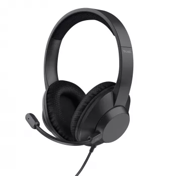 Trust Ayda Max austiņas ar vadu, galvas lente, zvani/mūzika, USB Type-C / USB Type-A, melns