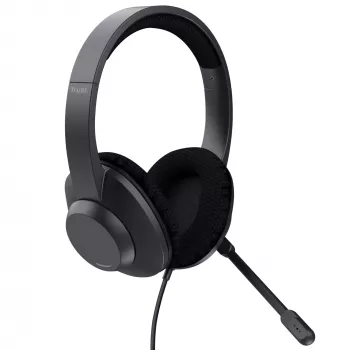 Trust Ayda Max austiņas ar vadu, galvas lente, zvani/mūzika, USB Type-C / USB Type-A, melns