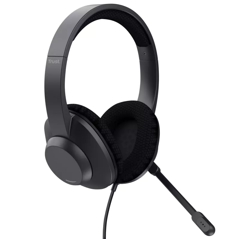 Trust Ayda Max austiņas ar vadu, galvas lente, zvani/mūzika, USB Type-C / USB Type-A, melns